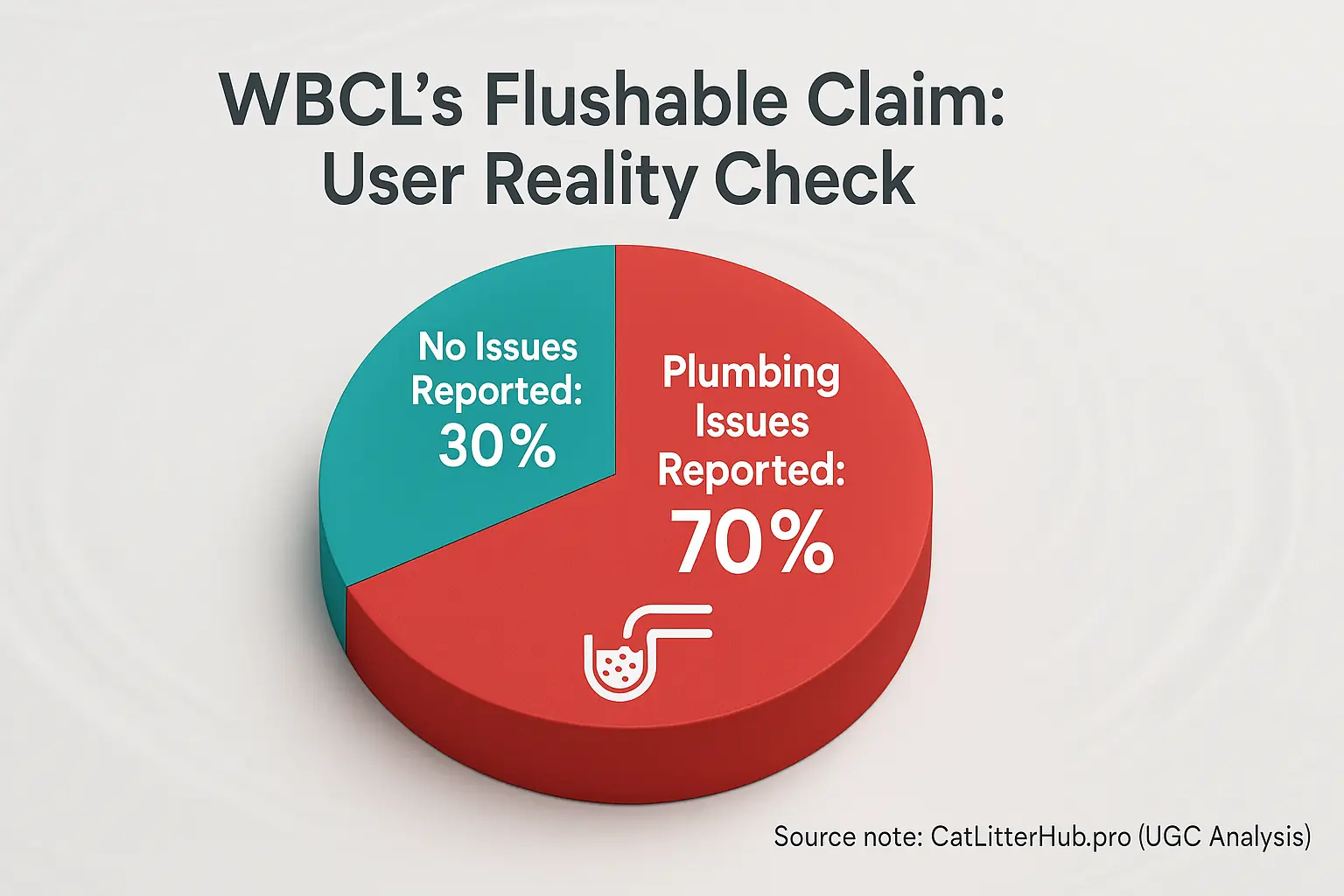 Pie chart: Users report frequent clogs with WBCL wipes, challenging their &#x27;flushable&#x27; eco-credentials.