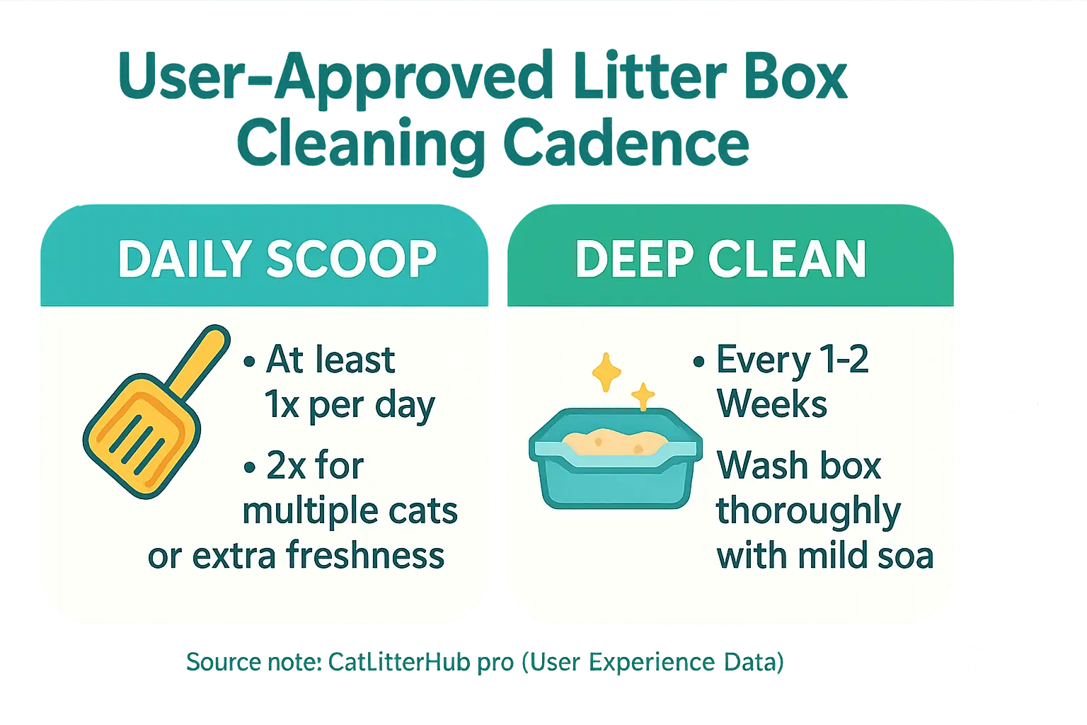 User-approved litter box cleaning checklist: Daily scoop & weekly/bi-weekly deep clean for an odor-free zone.