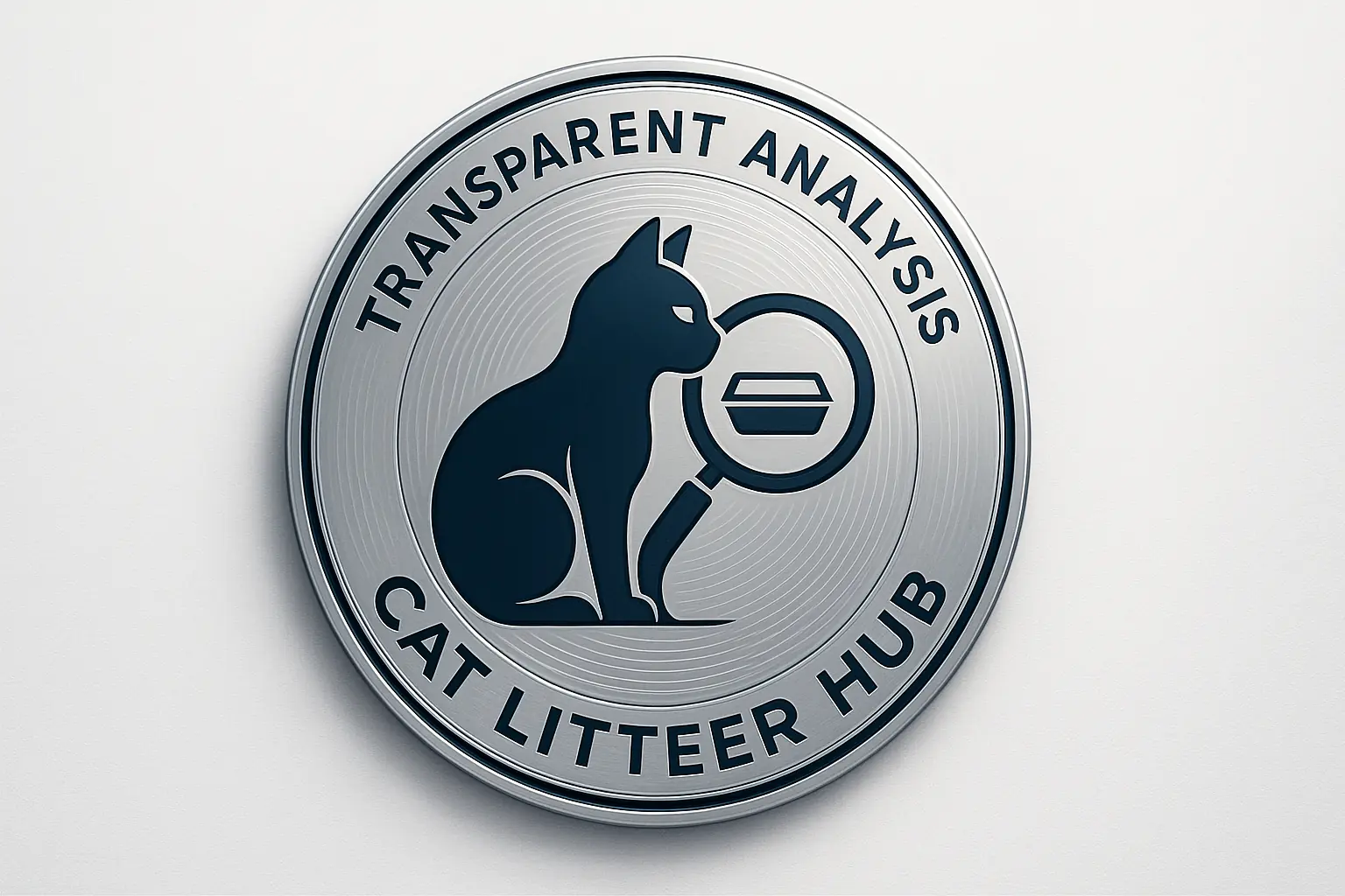 Modern Cat Litter Hub trust badge: &#x27;Verified UGC Insights&#x27;, cat silhouette with magnifying glass over litter box.