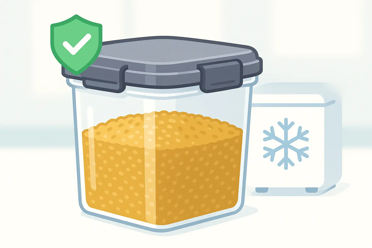 Airtight wheat cat litter container, freezer icon, and pest-proof shield depict pest prevention tactics.